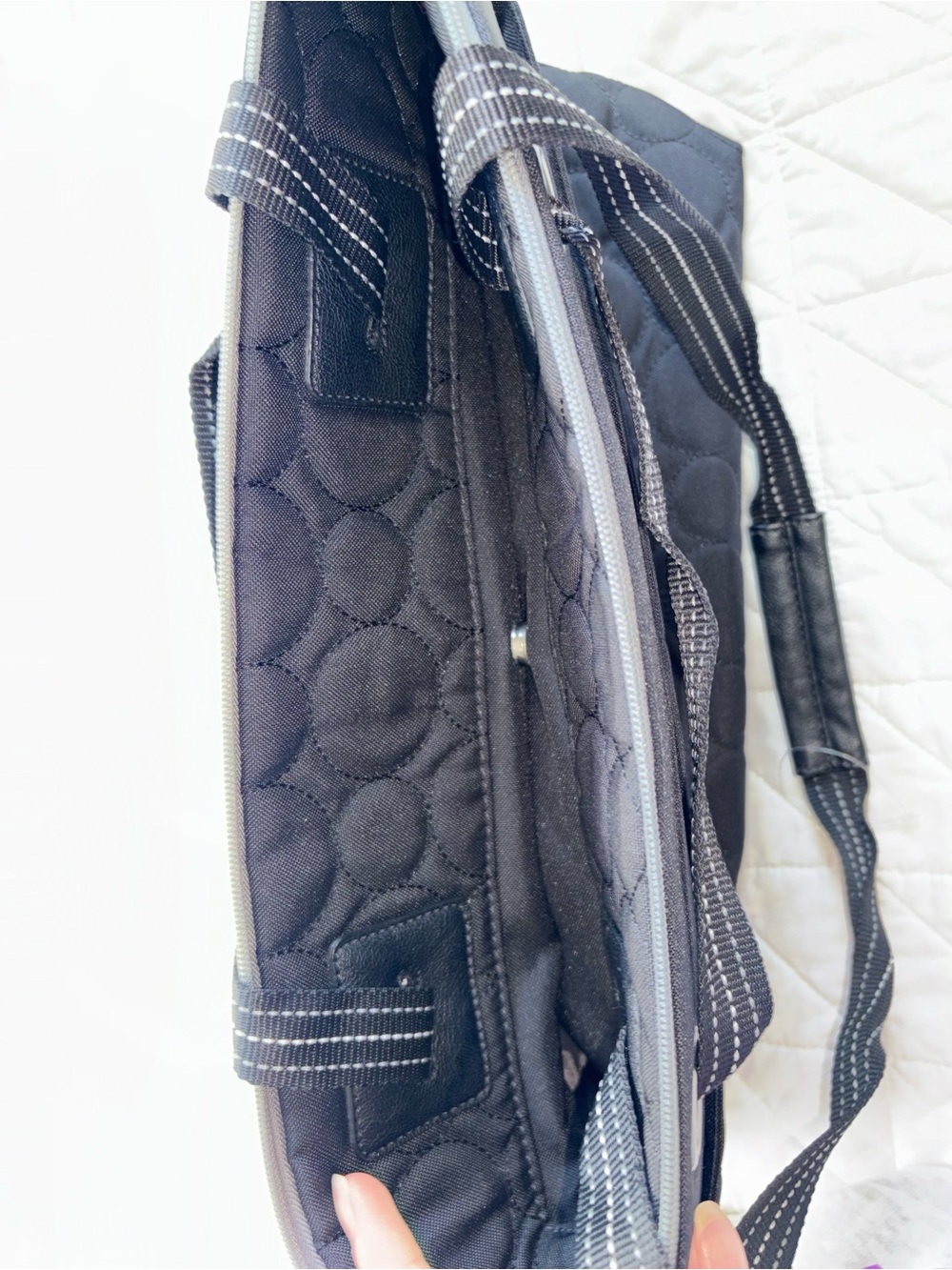Thirty-One Vary You Varying Backpack Tote - Black Quilted Bubble - Picture 5 of 6